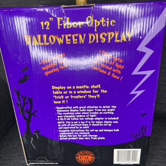 Halloween Fiber Optic Light Up Jack o Lantern Ghost Color Changing 2002 PAC 12" - Picture 3 of 7
